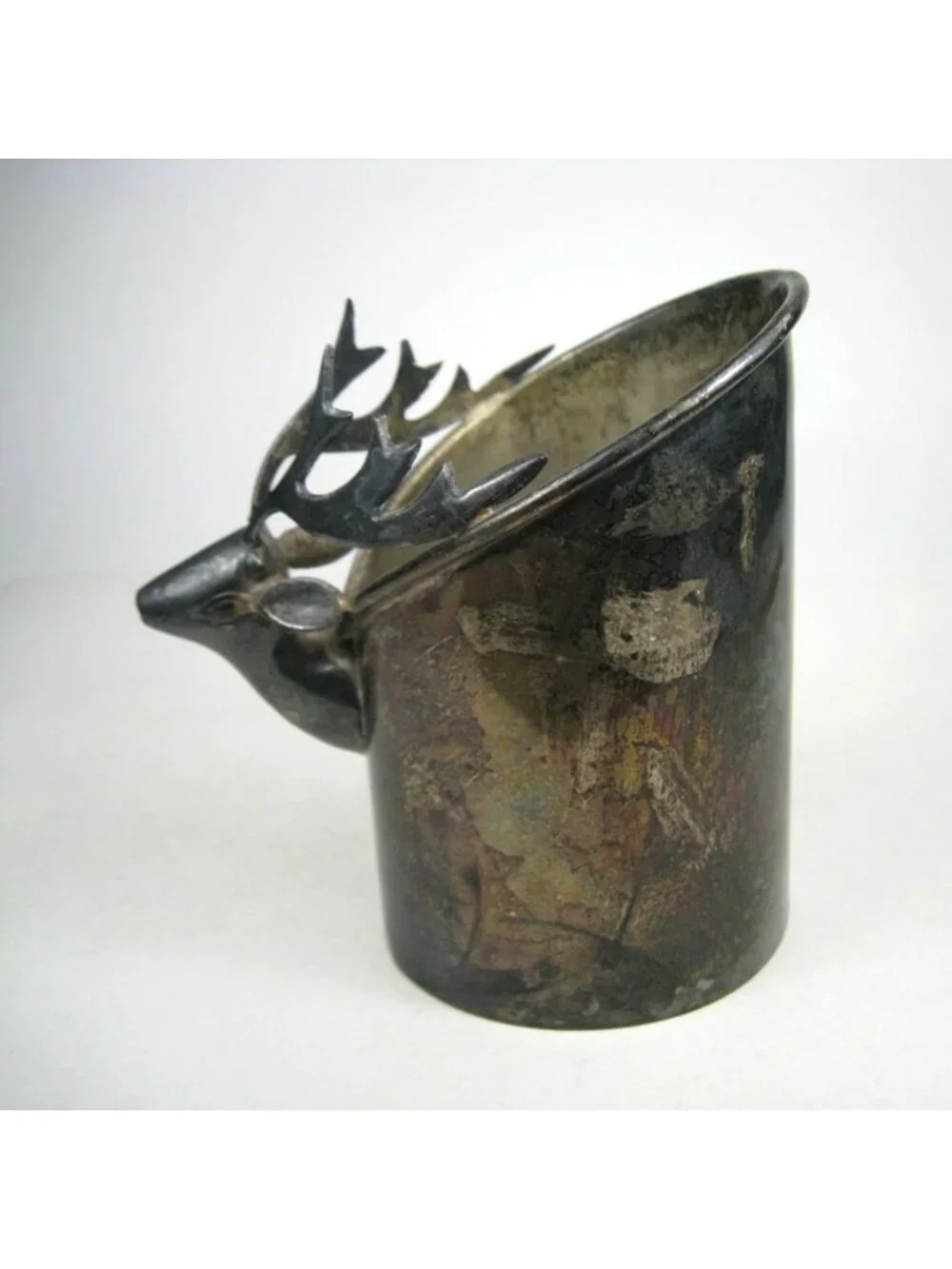 Stag Head Wine Holder Barware Decor Silver Plated Farmhouse Rustic READ